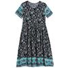 Plus Size Women's Long Dress Summer  Short Sleeve Vintage Print Dress for Women