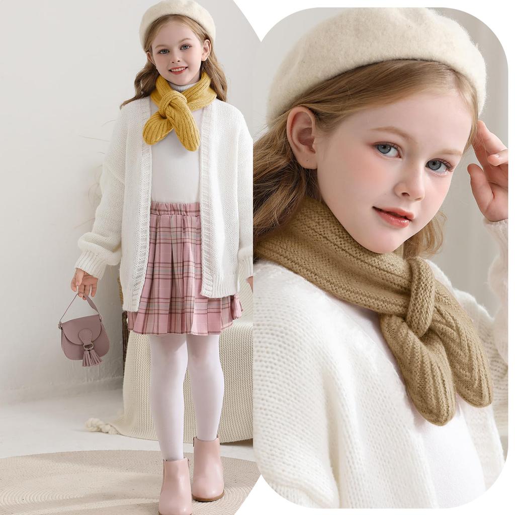 Children Cross Knit Scarf, Soft Solid Color Kids Winter Neck Warmer, Toddler Neck Collar Scarf