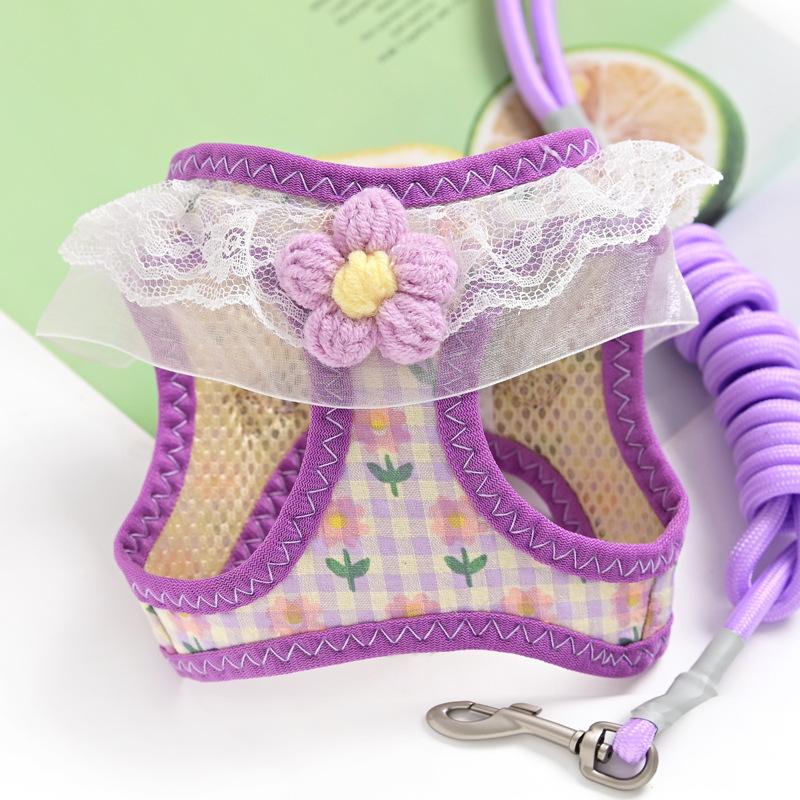 Princess style pet cat small dog dog leash vest chest strap anti-break free