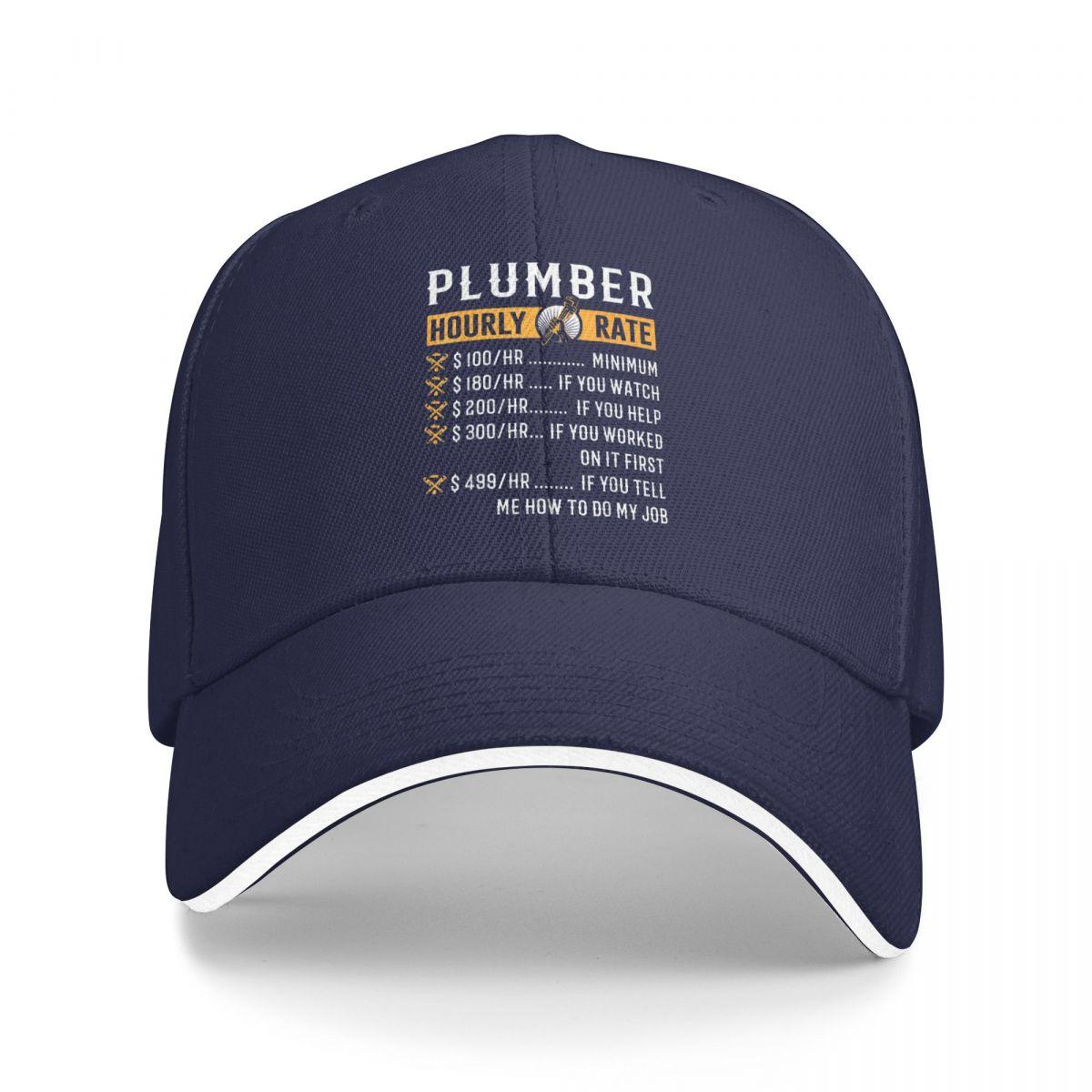 

Baseball Caps Plumber Hourly Rate Handyman Funny Customized Unisex Sport Spring Hats One Size