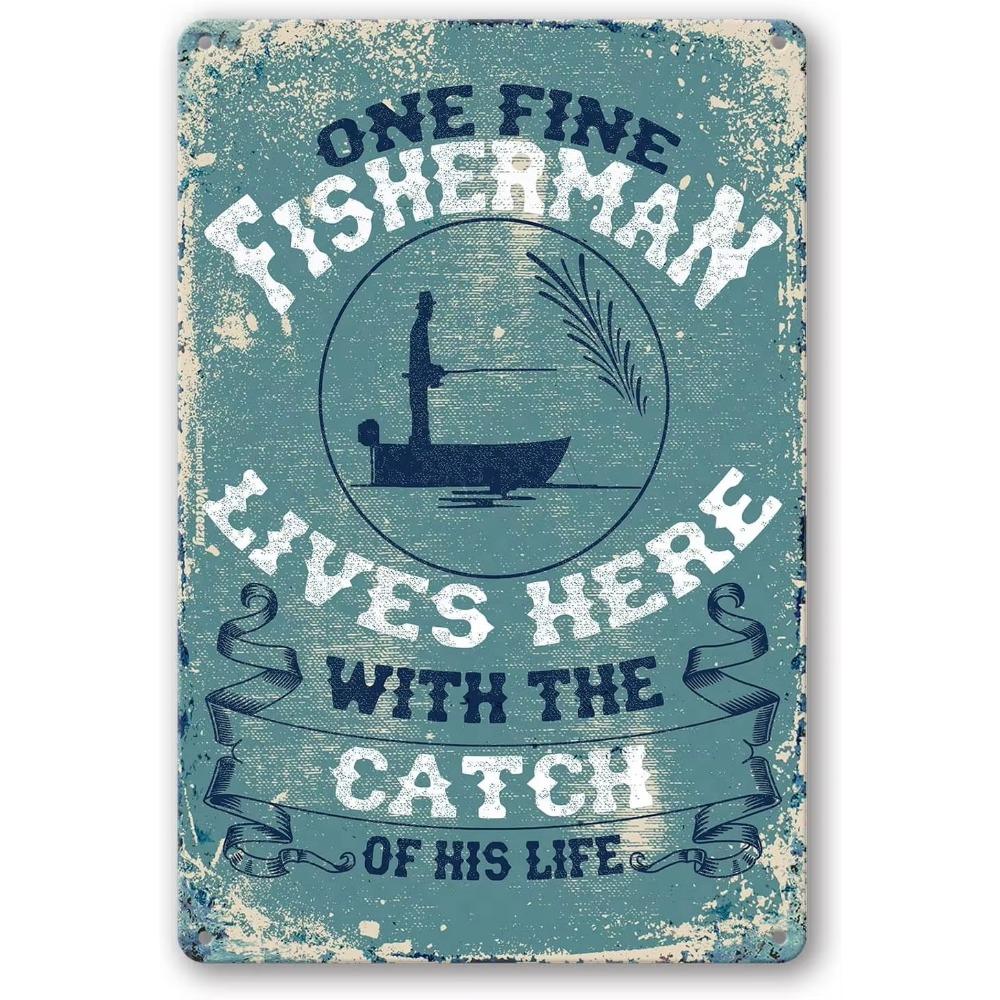 Fishing Wall Decor Rustic Cabin Hunting Fishing Signs Lake House Kitchen Fish Art Freshwater Game Fish Tin Sign Outdoor Decor