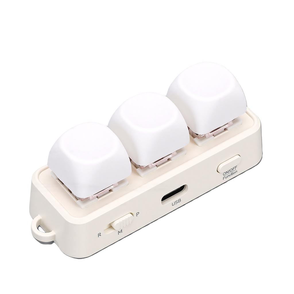 3 Key Keypad Bluetooth USB Programmable RGB Backlit 3 Key Macro Mechanical Keyboard for DIY Gaming Working White