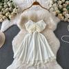 Vestido Mini Bustier Sexy de Malla sin Tirantes para Mujer, sin Mangas, con Pedrería, Espalda Descubierta, Estilizador, Cruzado, Corto