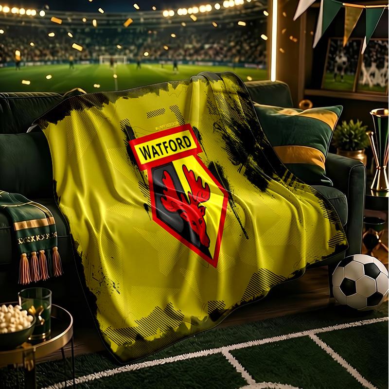Wat-ford Football Crest Throws Blanket Flannel Blankets Plush for Couch Bed Gifts for Men Women Travel picnic blanket Christmas fan gifts