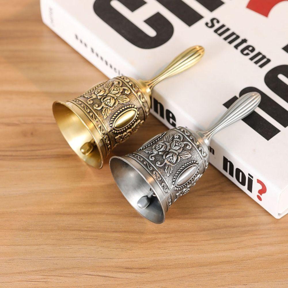 Clear Sound Metal Hand Call Bell Retro Restaurant Tea Bell Rose Church Bell  Classroom
