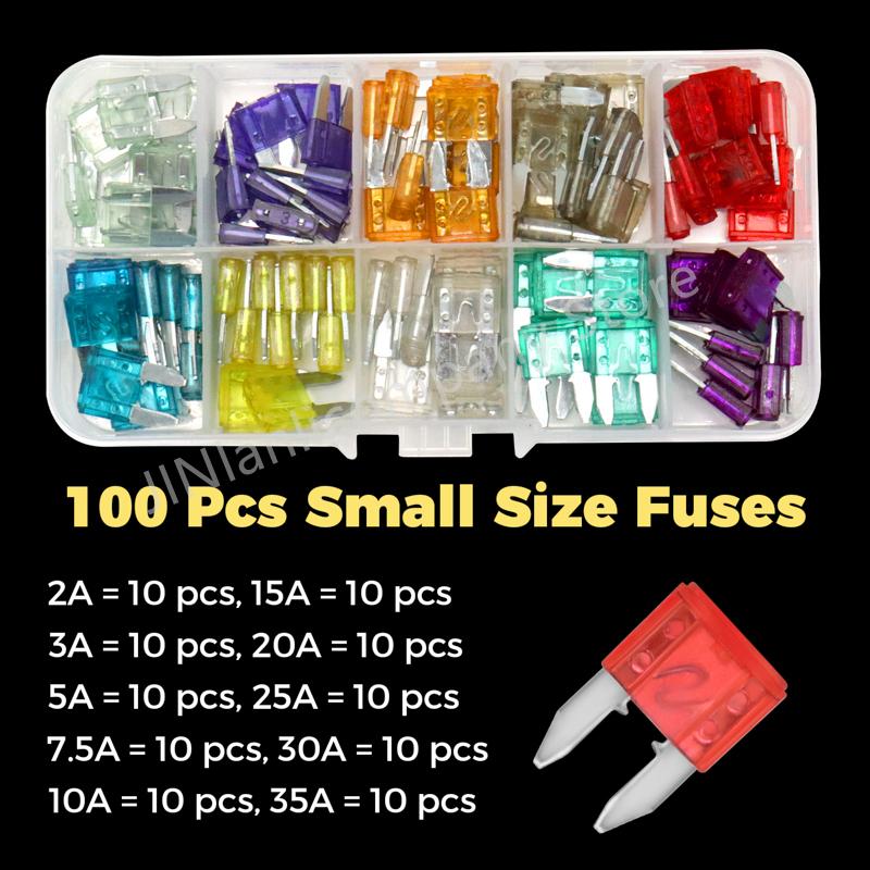 300/100/50 Pcs Small Car Fuses Automotive Blade Medium Micro Type Fuse Assortment In Box 2A/3A/5/A/7.5A/10A/15A/20A/25A/30A/35A