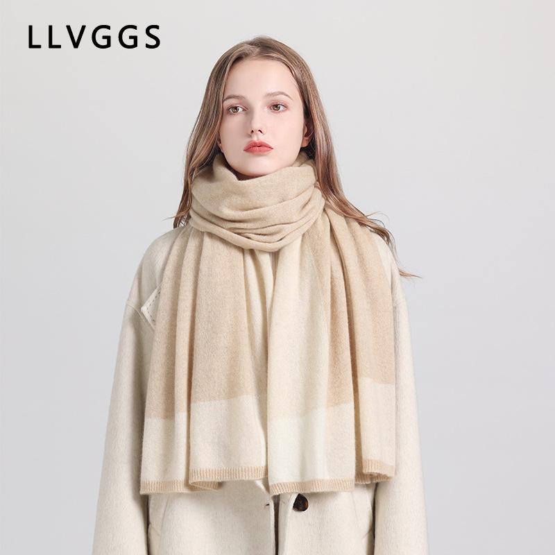 100% cashmere color matching design enlarged and widened women's shawl winter thickened warm scarf scarf
