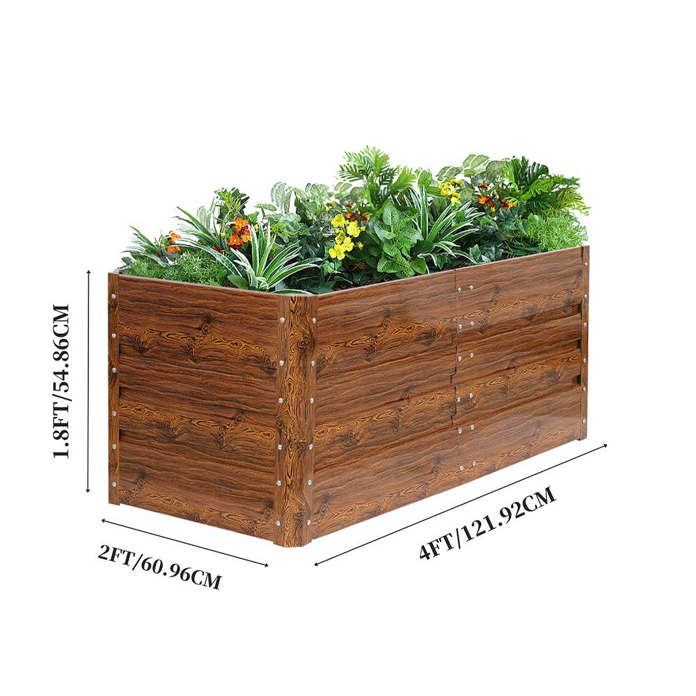 Two-Piece Adjustable Metal Raised Garden Bed with Open-Bottom Design Durable Planter Box