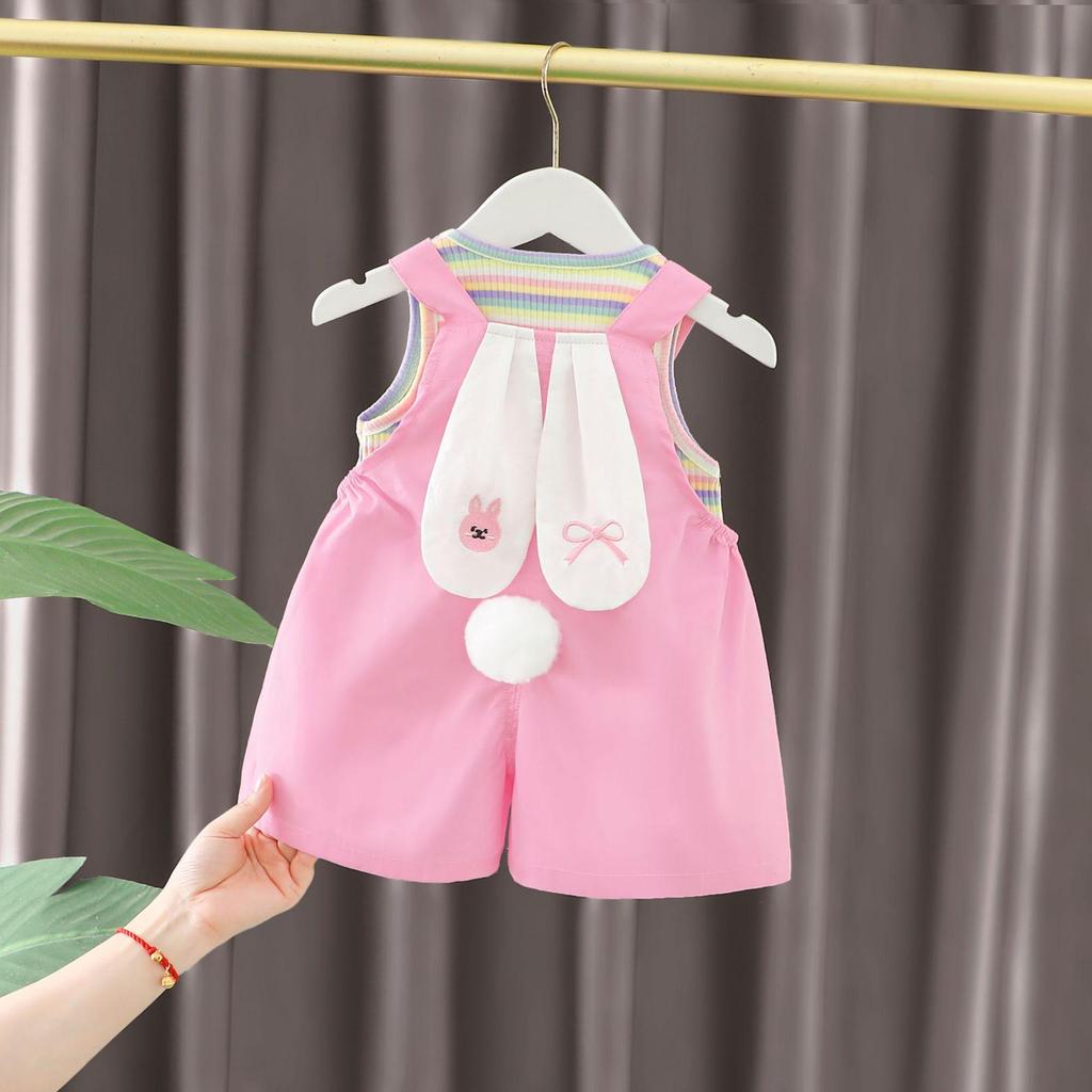 New Summer Baby Clothes Set Children Boys Striped Short Sleeve T-Shirt Overalls 2Pcs/Sets Toddler Girls Clothing Kids Tracksuits