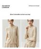 Women's Minimalist Rolled-Edge Cashmere Sweater - Semi-High Neck, Loose Fit, Slimming, Long Sleeve Knitted Base Layer