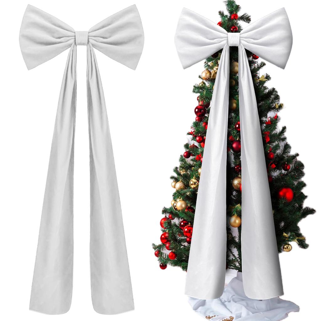 200x50cm Christmas Decorative Large Bow Giant Ribbon Xmas Tree Toppers Bowknot Pendant Ornaments for Holiday Wall Backdrop Decor