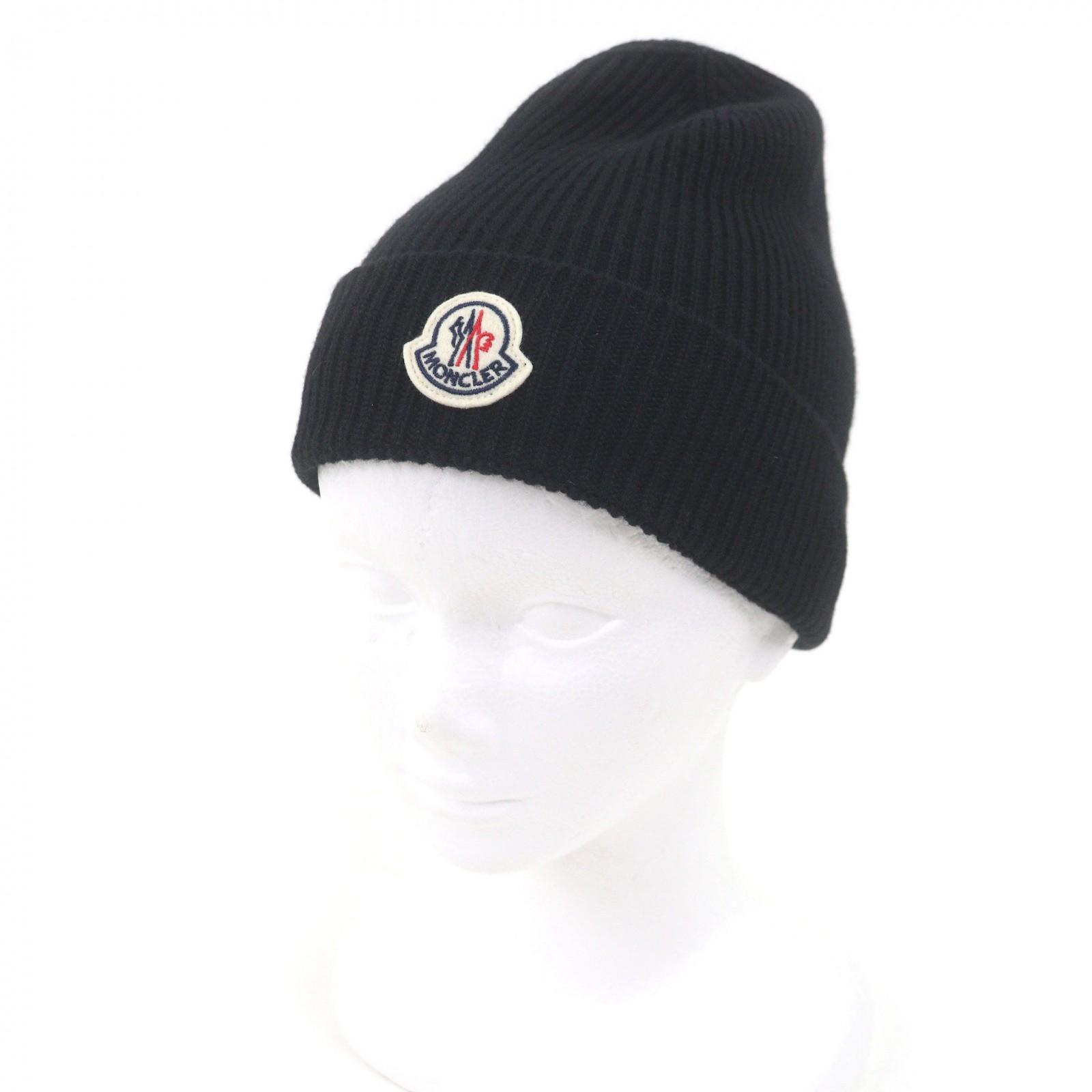 Excellent MONCLER Knit cap BERRETTO TRICOT Logo patch knit hat beanie Used