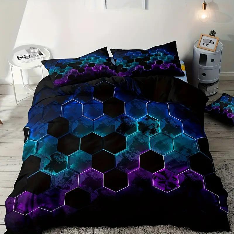 Färgglad Geometri Påslakanset Enkelt Dubbelt För Barn Vuxna Queen King Size Sängkläder Med Örngott För Sovrum