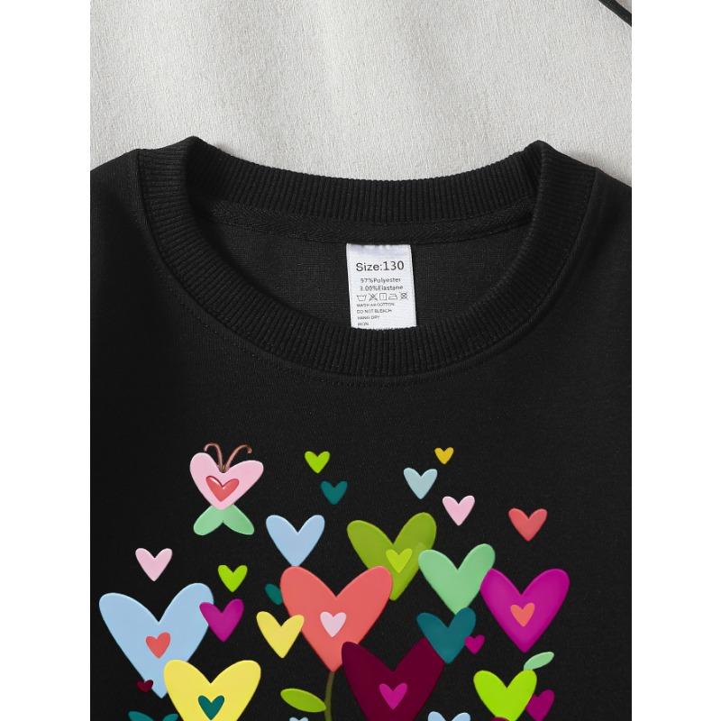 European sizes Kids Sweatshirts, Girls' Autumn Winter Orange Slice Splash Print Long Sleeve Round Neck Sweatshirt, Casual Daily Wear.