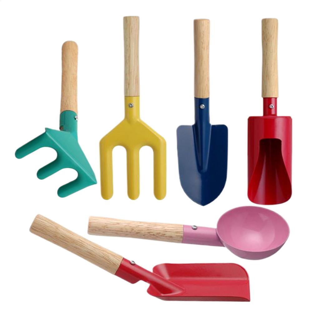 

6Pcs Gardener Tool Set Kids Garden Trowel Shovel Rake Fork with Sturdy Wooden Handle Mini Garden Tools for Kids Gardening Set