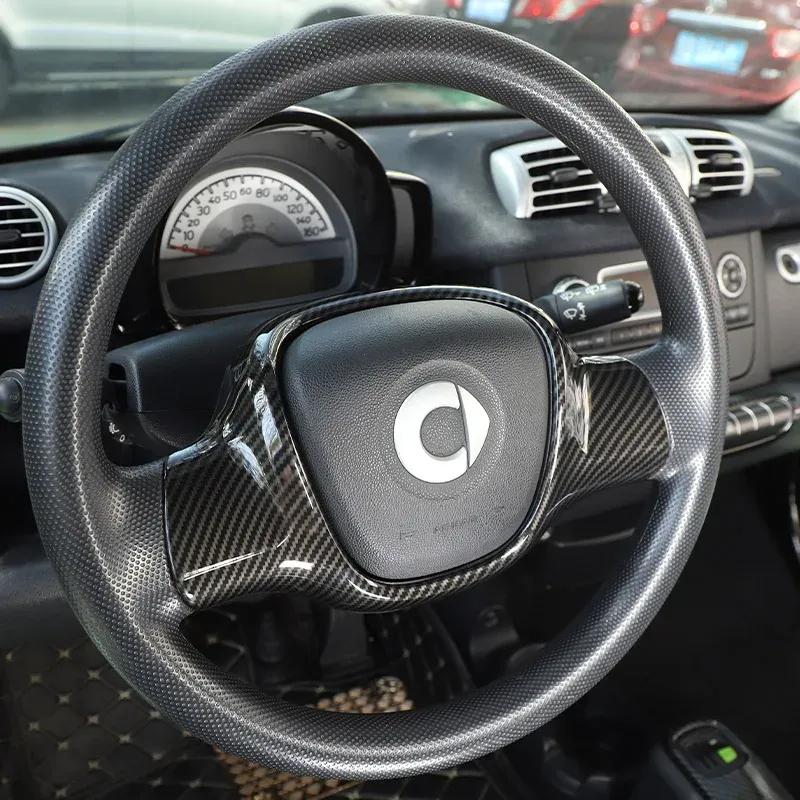 For Mercedes Benz Smart Fortwo 451 2009 2010 2011 2012 - 2015 Car Steering Wheel Frame Cover Trim Accessories ABS Carbon Fiber