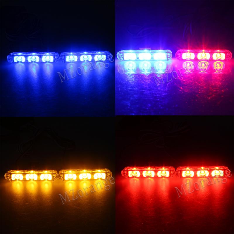 3 LED Car Front Grille Strobe Police Lights Stroboscopes Emergency Warn Lamp 12v 6w Car Flasher Light Cigarette Lighter 2 IN 1