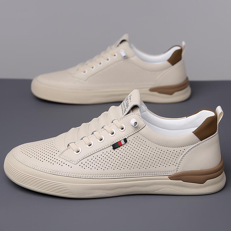 High Quality Men Flat Designer Casual Leather Shoes Summer Fashion Comfortable Antiskid Oxford Shoes Breathable Skateboard Shoes