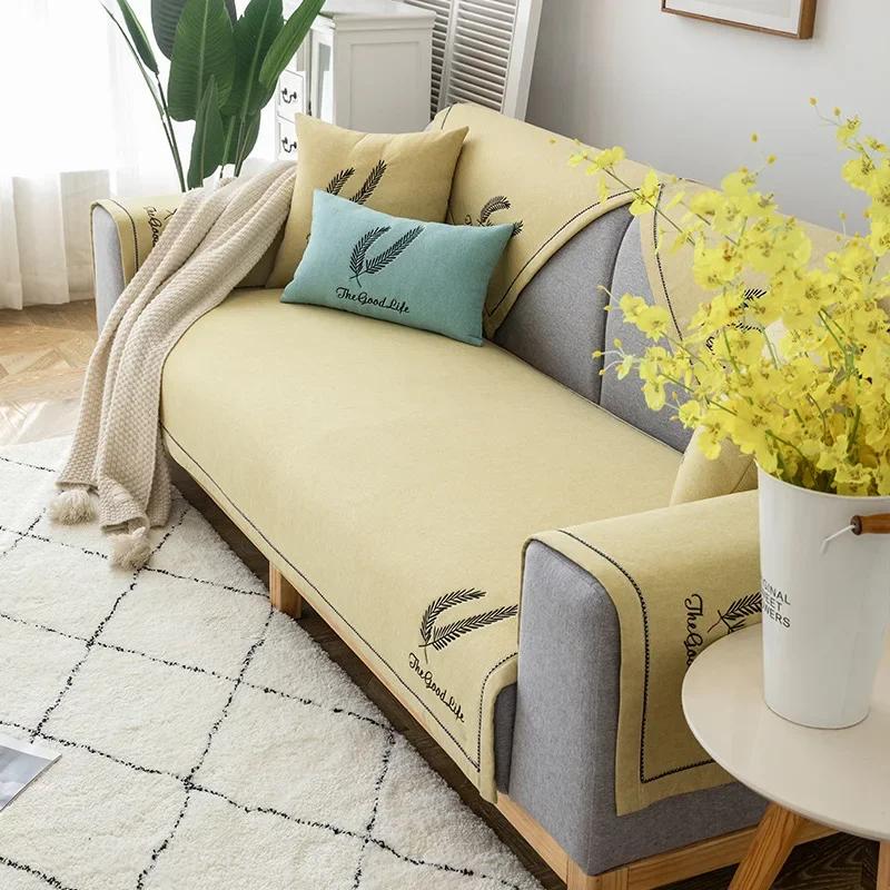 Baumwolle Leinen Sofa Matte Feder Anti-Rutsch Staubdicht Bequemes Sitzkissen Einfache Heim Wohnzimmer Dekoration Rückenlehnenbezug
