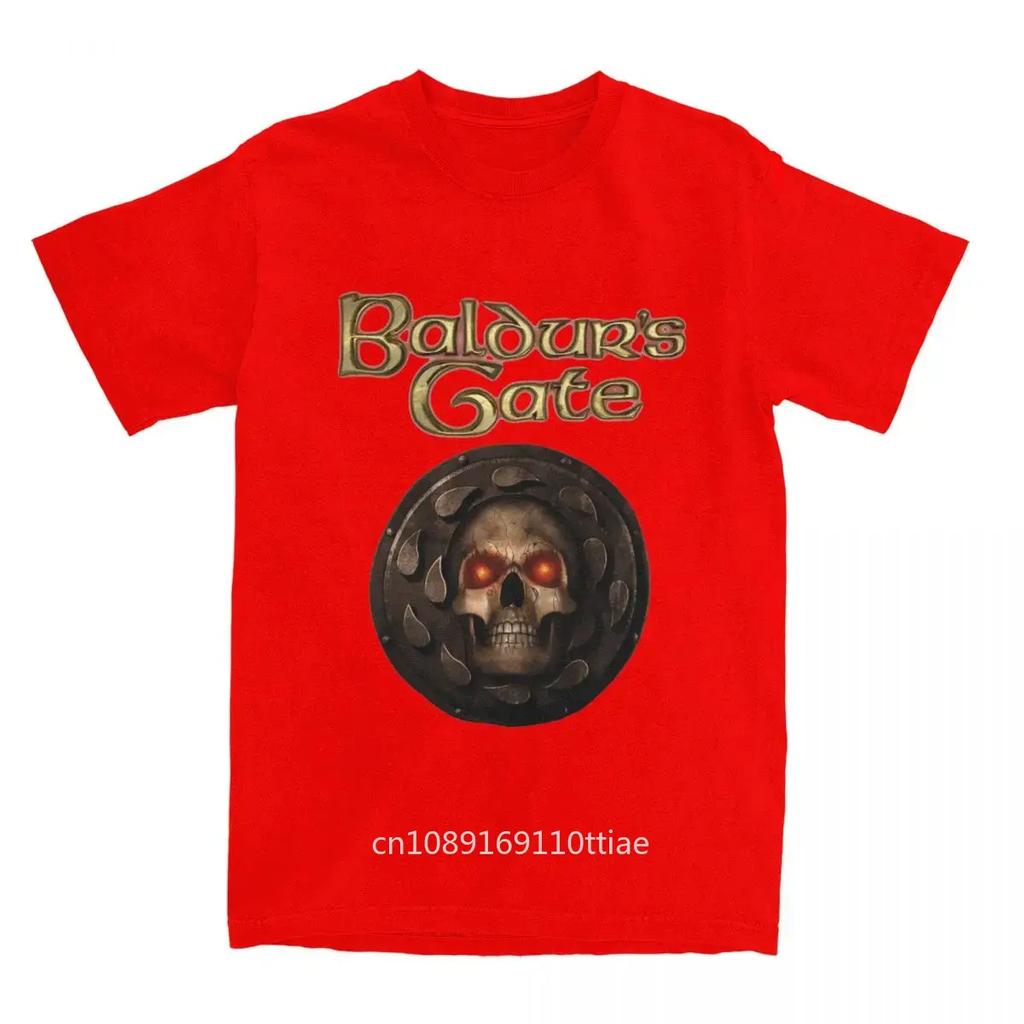 Funny Baldur's Gate Astarion Vampire Skull T-Shirts for Men Crewneck Pure Cotton T Shirt Gothic Short Sleeve Tee Shirt Tops