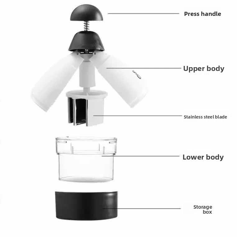 Manuální multifunkční sekáček na česnek s nerezovými čepelemi pro domácí vaření