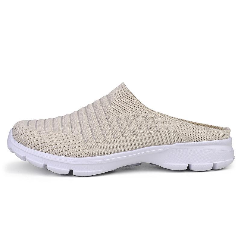 

Summer Mesh Man Home Slippers Casual Shoes for Ladies Slippers Flip Flops Soft Comfort Couple House Slippers Zapatillas Hombre 42 бежевый