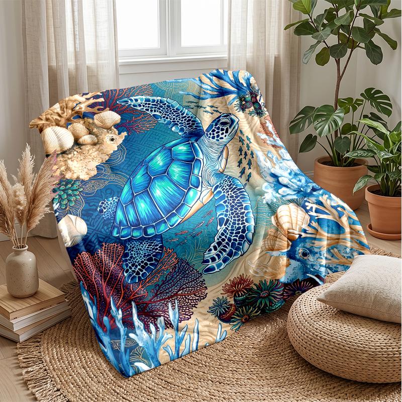 Oceanic Mandala Theme blanket Lightweight Warm Flannel Blanket Decorative Throw Blanket for Home Decoration