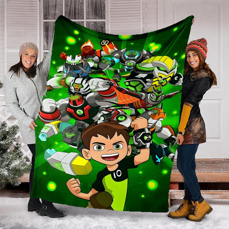 1pc Ben10 Theme Blanket - Digital Print, Polyester, Cozy for All Seasons, Perfect for Outdoor, Camping, and Travel