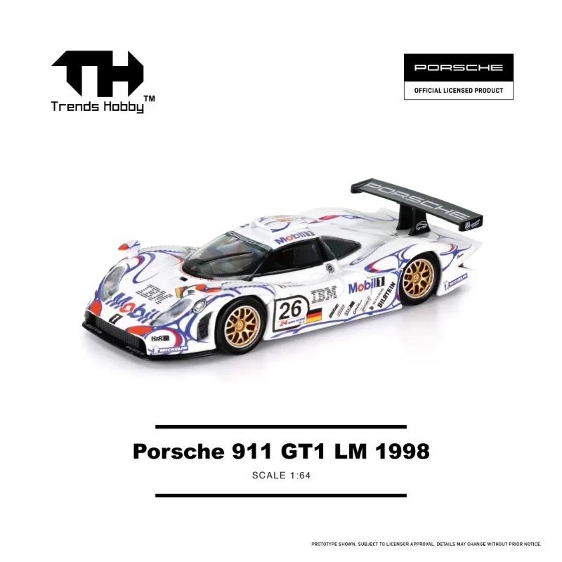 XZZE5 Trends Hobby 1:64 Porsche 911 GT1 LM 1998 Alloy Diecast Car Model Toy Collectible