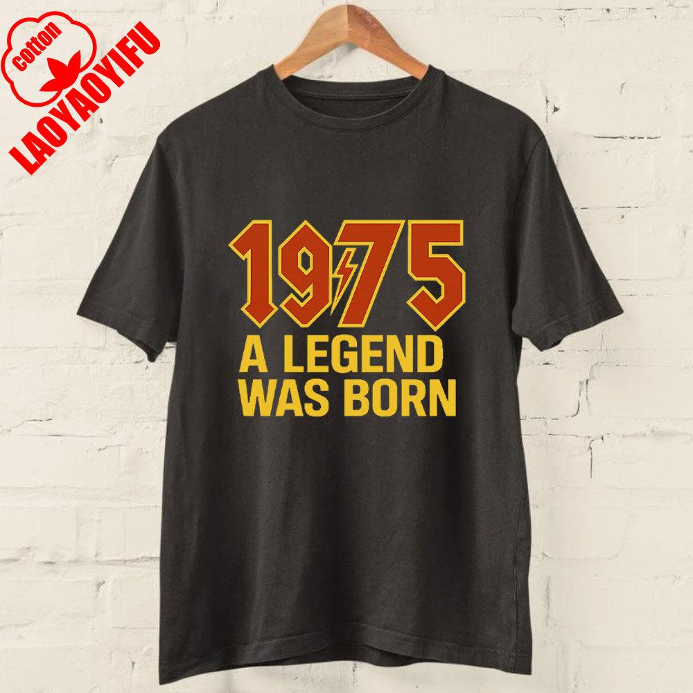 50th Birthday T Shirt 2025 1975 A Legend Was Born Retro Heavy Metal Rock Music Style Fiftieth Gifts for Him Personality Tops