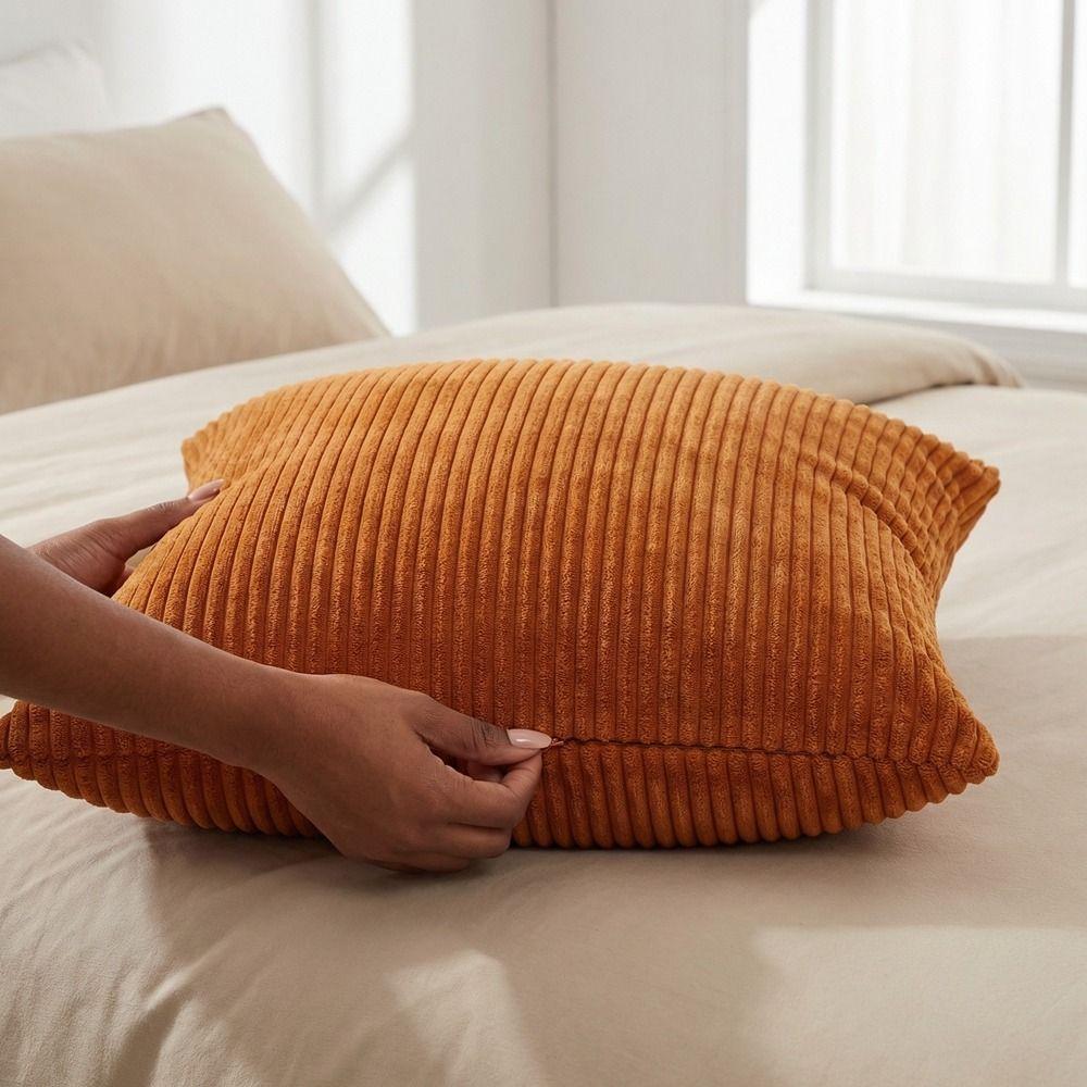 Supersoft Corduroy Cushion Cover Solid Color Detachable Decorative Pillowslip Striped 50*50 CM Throw Pillow Covers Home Decor