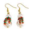 Charming Snowman Pearl Earrings: Elegant, Fashionable Beaded Tassel Studs for Women