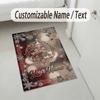 Christmas Theme Crystal Velvet Rug Personalized Custom Name Text Soft Floor Mat Home Decor
