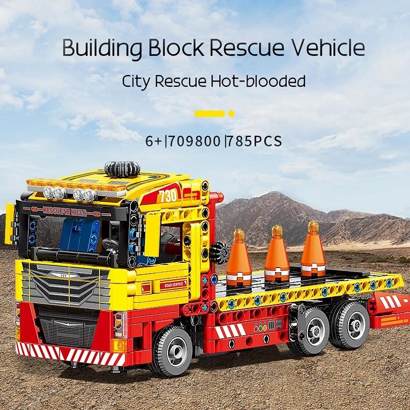 MOC City Creative 785 buc Funcții de putere pentru camion cu platformă Blocuri de construcție Camion Mașină Model Cărămizi pentru copii DIY Educație Ziua de naștere