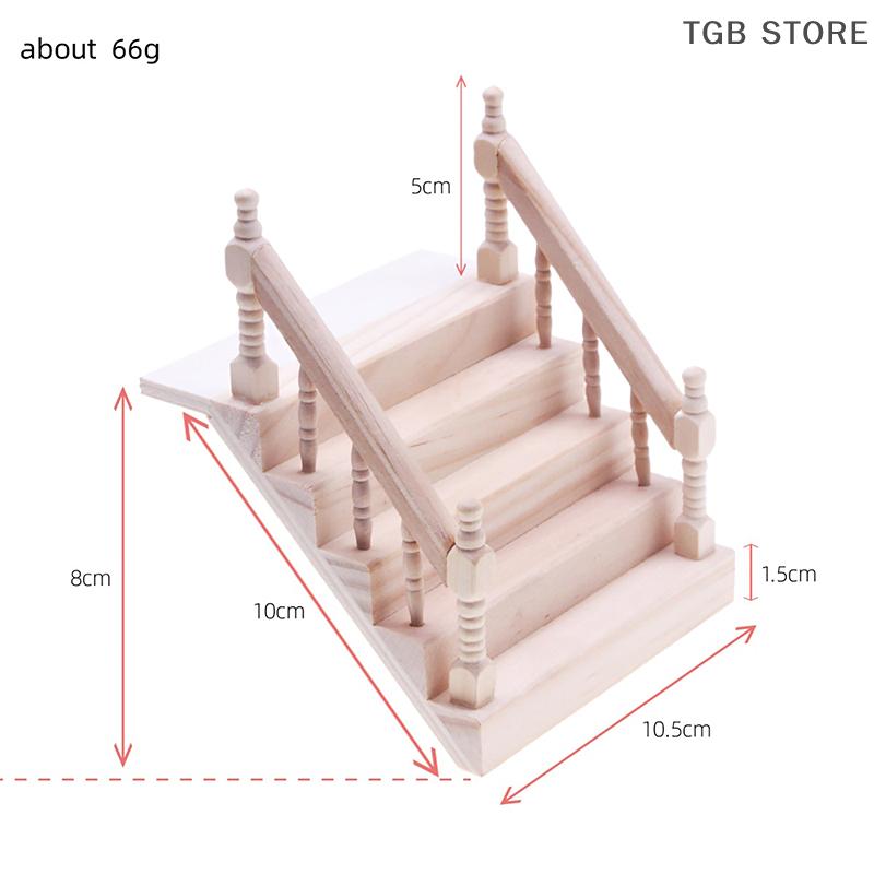 1:12 Dollhouse Miniature Wooden Handrail Staircase Scene Plain Stairway Models Mini Stair Furniture Room Decor