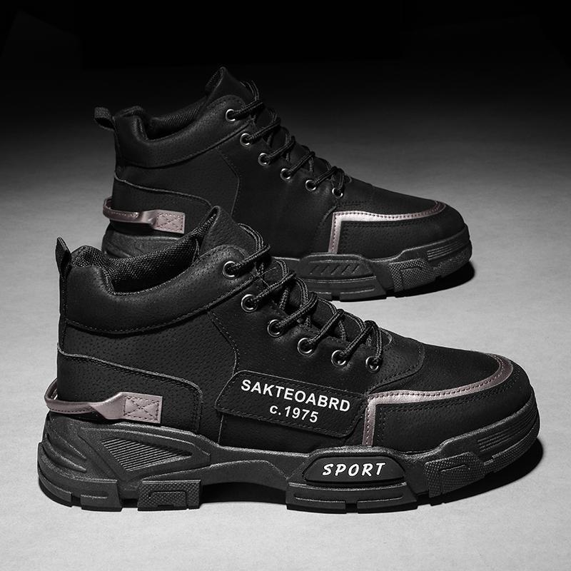 

Модная осенняя мужская обувь Высокие ботинки Мартина Мужские ботинки с круглым носком Ретро Студенческие ботинки Дышащие Мужские трендовые ботинки Повседневные и модные 40