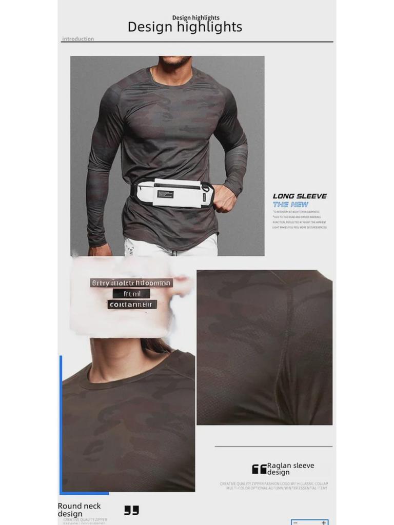 Men's Quick-Dry Mesh Raglan Long-Sleeve T-Shirt - Versatile for Spring & Autumn Fashion