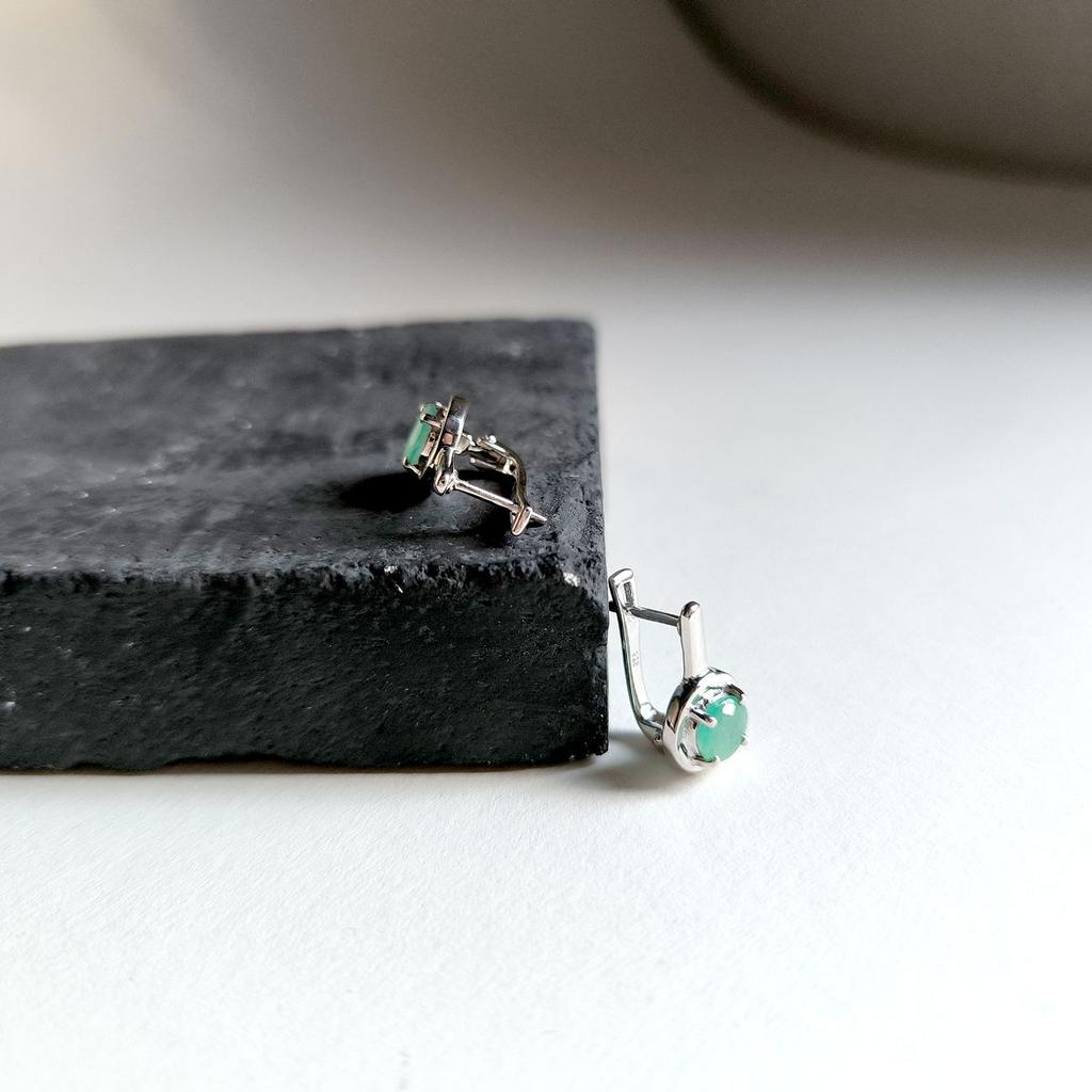 Silver Earrings with Natural Emerald 1.54ct (2167365)