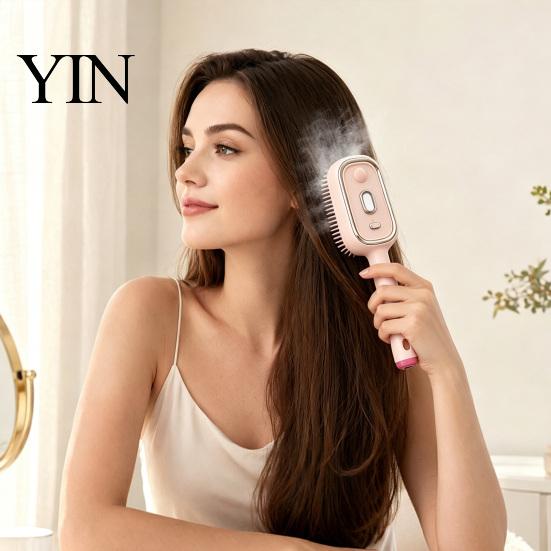 Hair Oil Misting Brush Electric Steam with Essence & Measuring Cup, Rechargeable Anti-Static Scalp Anti-frizz Massager Spray Brush, Frizz Control