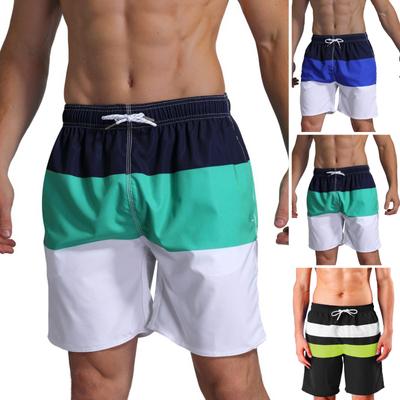 Men's Summer Casual Stripe Beach Pants Sports Quick Dry Shorts Swimming Trunks