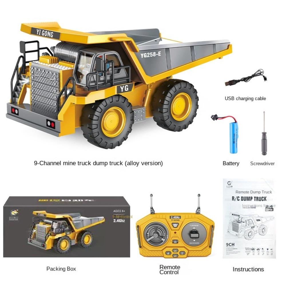 2.4G Remote Control Excavator Dump Truck Alloy Plastic Children s Toy Car Kid Gift Dump Truck