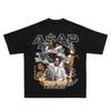 ASAP Rocky Portrait Graphic 100%cotton Unisex Shirt 2026 O-neck Men's Y2k Hip Hop Short Sleev