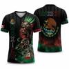 Unisex Cultural 3D All-Over Print Short-Sleeve Sports Top, Mexico Aztec Warrior Tee with Mexican Flag Eagle and Snake Graphic