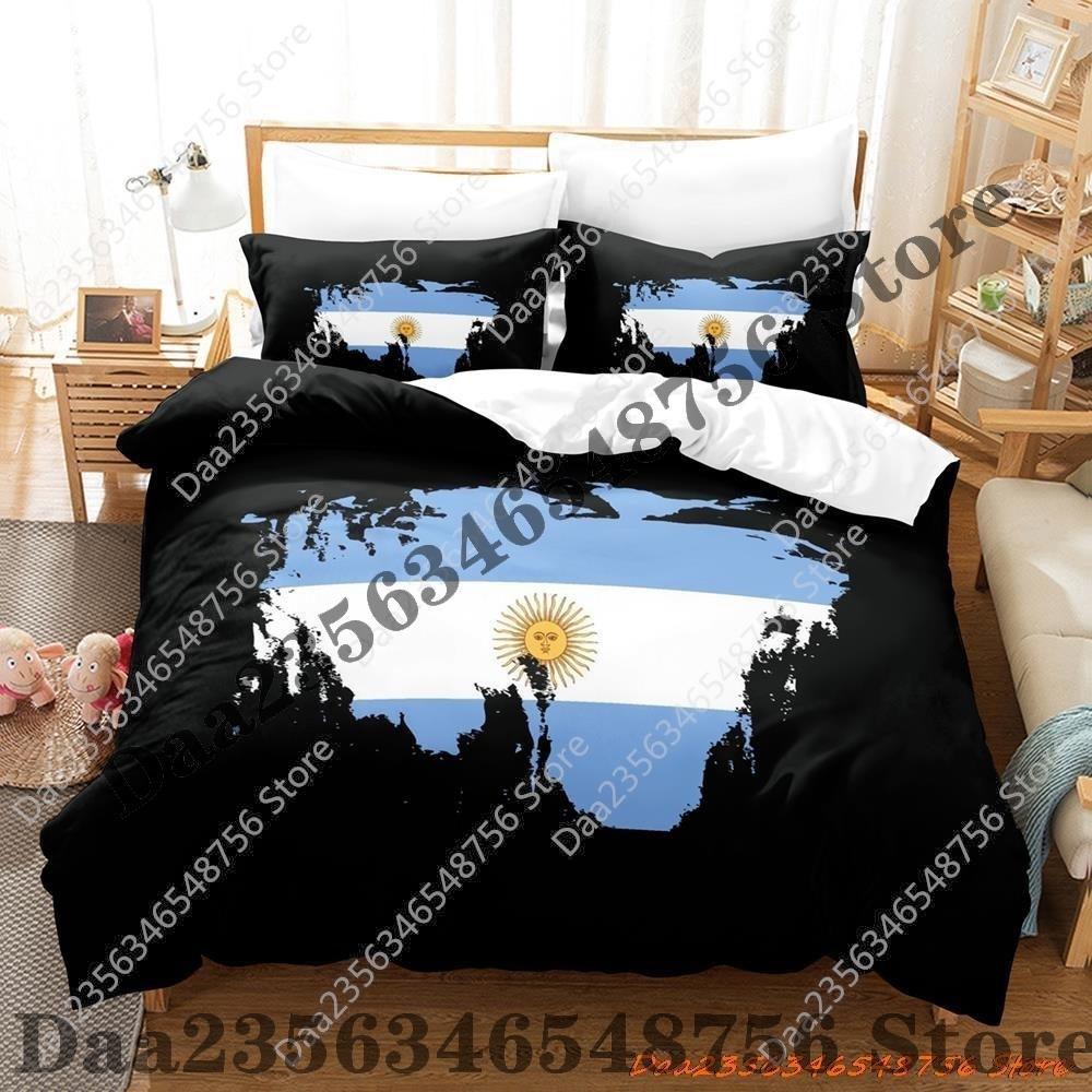 Kpop Cool Argentina Flag Bedding Set Single Twin Full Queen King Size Bed Set Adult Kid Bedroom Duvetcover Sets 3D Print Bed She