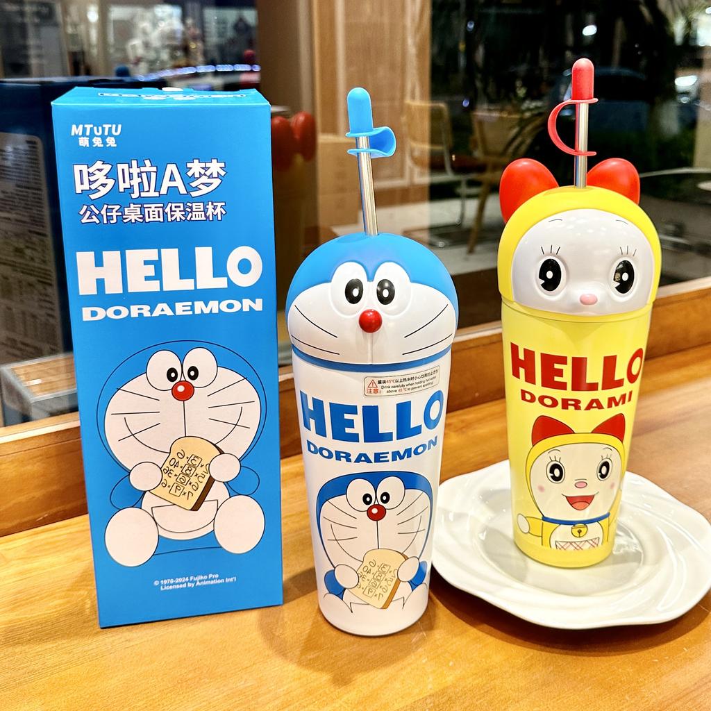 Thermos Cup Jingdong Cat Doraemon Coffee Cup Stainless Children Thermos Cup Big Cap Ice Cup Water Cup Durable Durable