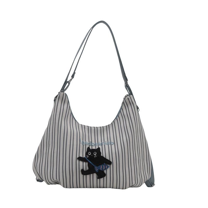 Stylish Large Capacity Blue Canvas Tote Bag For Women Perfect For Autumn Fashion