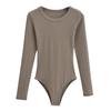 YPFF Trendy Women's Solid Color Slim Fit Round Neck Long Sleeve Bodysuit