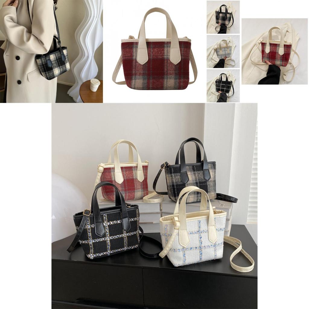 2024 New Fashion Grid Large Capacity Handbag Stylish Casual Tote Bag