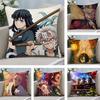 Demon Slayer Kamado Nezuko Anime Plush Pillow Cover Soft Short Plush Cushion Cover For Sofa Bedroom Home Decor Gift Decoration