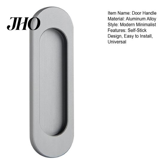 Stick-on Door Handle Self-Stick Oval Sliding Pull Aluminum Alloy Instant Self Adhesive Cabinet Barn Doors Windows Cabinets Hidden Recessed